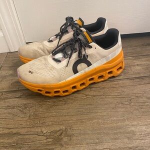 On Running Athletic Shoes - Cream and Orange